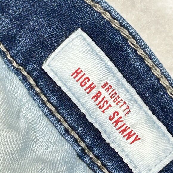 Lucky Brand Bridgette High-Rise Skinny Jeans 14/32 A Raw Hem Whiskered Dark Wash - Picture 8 of 15